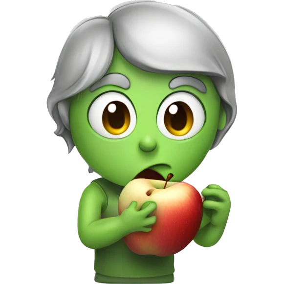 Android eating a apple emoji