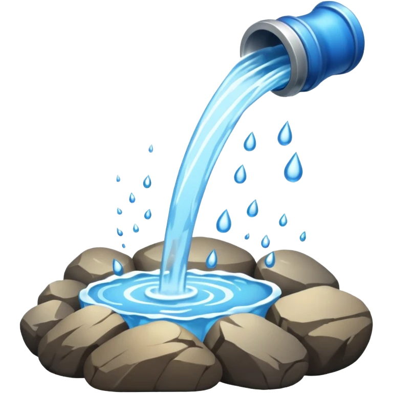 water pouring onto rocks and steaming emoji