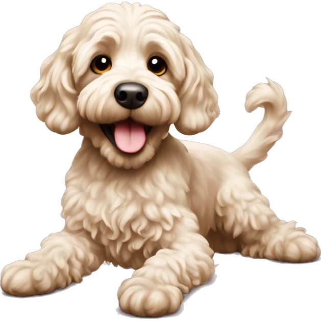 Cockapoo playing emoji