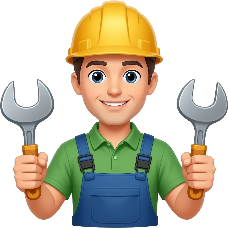 remove helmet, facilities staff holding tools emoji