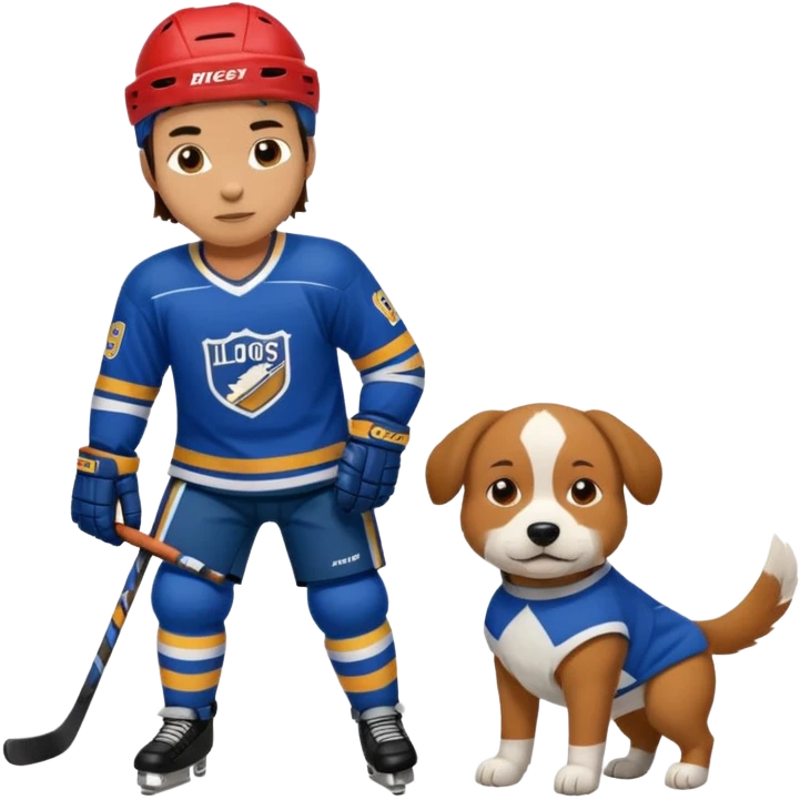 A hockey player with dog  emoji