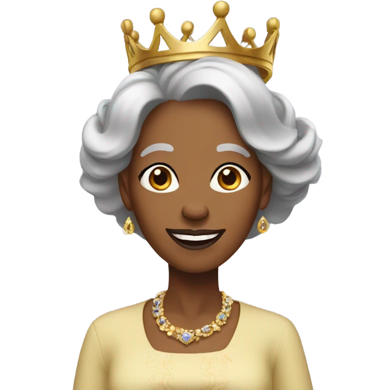 Older 
Black woman with royal crown and clothi.g emoji