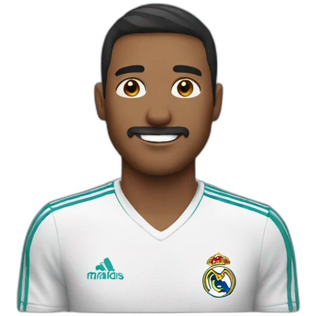 A man wearing a Real Madrid shirt emoji