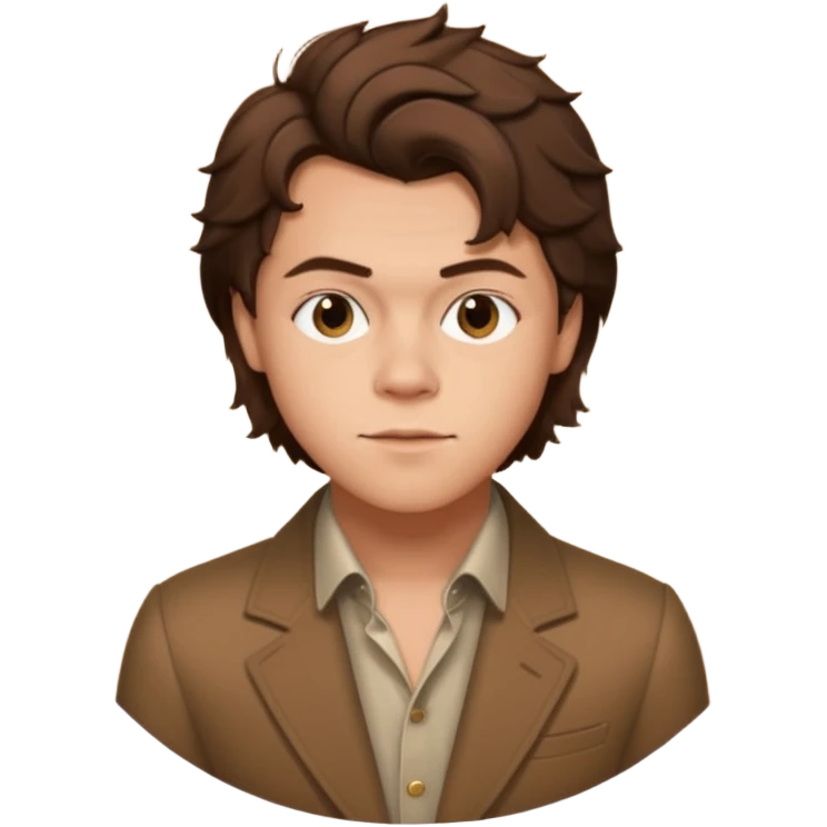 une joli personne qui ressemble a harry styles, avec beaucoup de details,  dans un rond  emoji