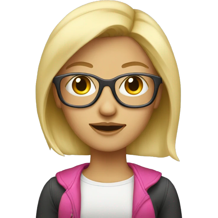 Blonde female programmer with pink glasses emoji