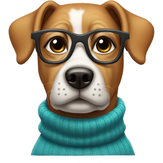dog with glasses and  wearing turtleneck emoji