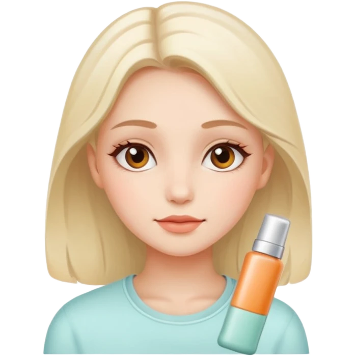 An aesthetic girl with a clean face and delicate shades advertises a sticker pack cosmetics with emotions of tranquility emoji