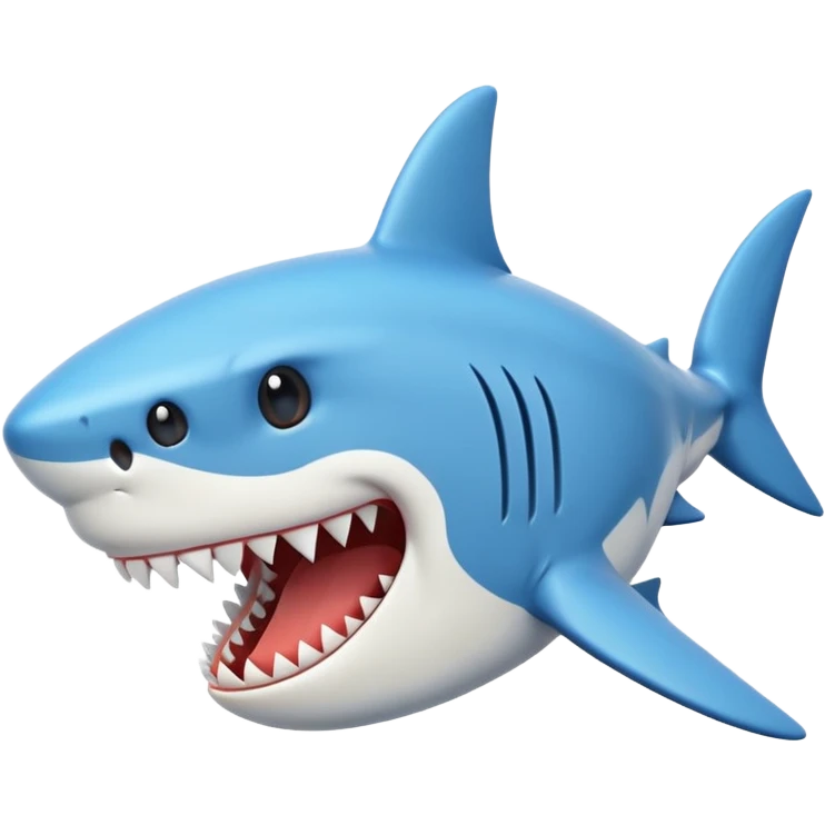 cartoonish shark, open mouth, emoji style emoji