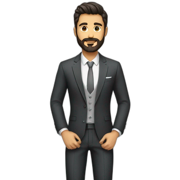 Hombre cuerpo completo traje joven barba moreno emoji