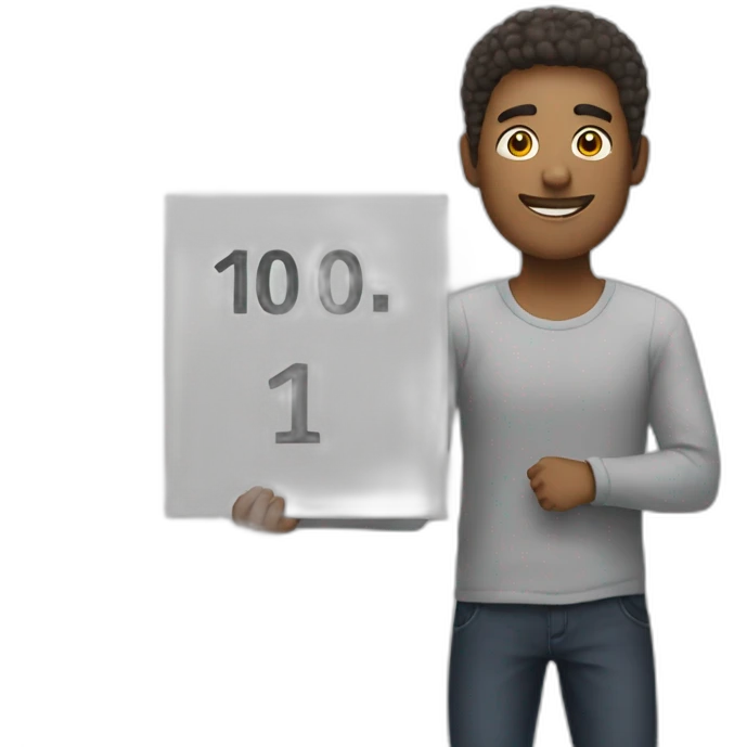 man holding sign that says 10/10 emoji