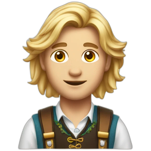 Young Man with long blond hair in Oktoberfest outfit emoji