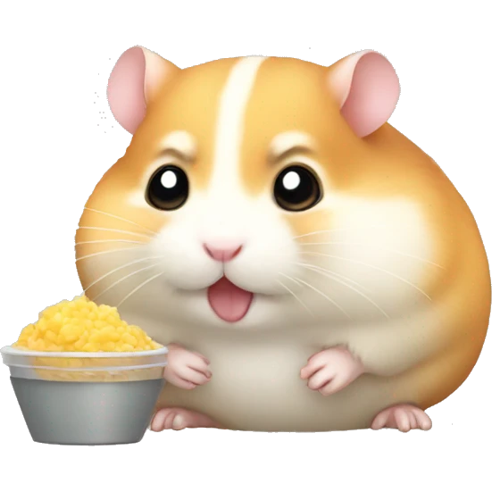 Hamster with chubby cheeks, eating emoji