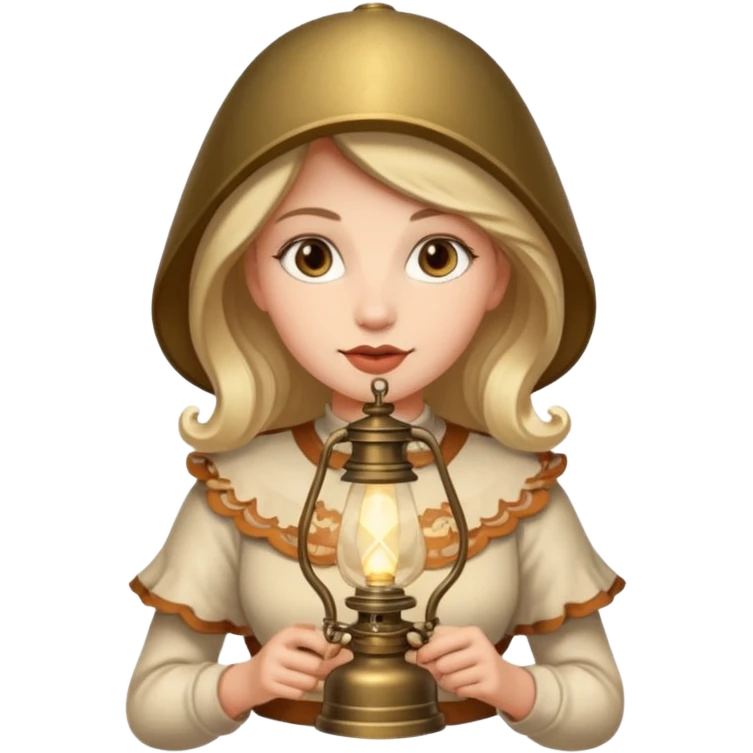 holding vintage gas lamp, female emoji