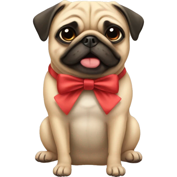 pug wearing a bow emoji