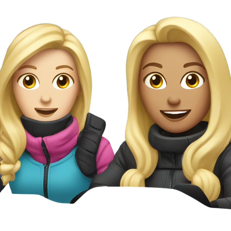 Two blonde women on snowmobile  emoji