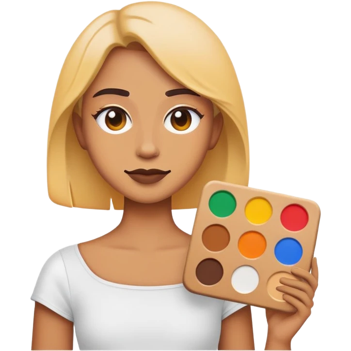 minimalist logo for self2.art, person with palette, emoji style, transformation of selfie into art emoji