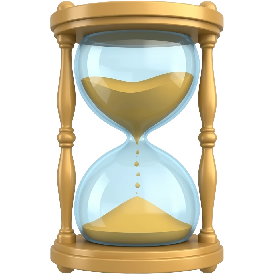 An hourglass with one big grain of sand in the top part, the bottom part is empty emoji