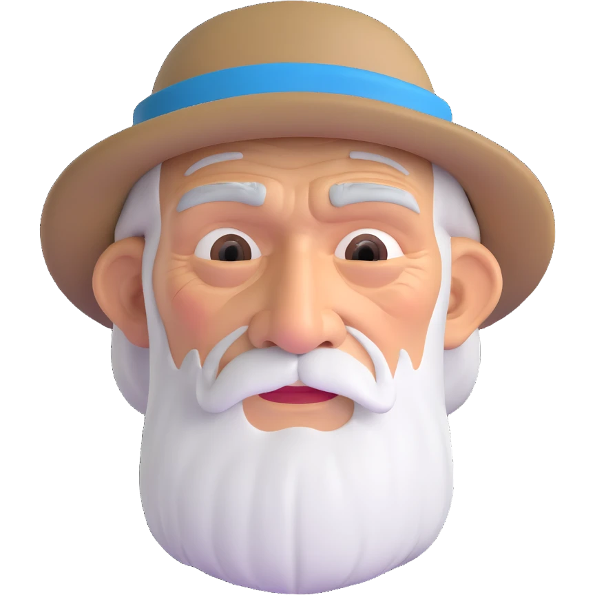 old fisherman with weathered face and fishing hat emoji