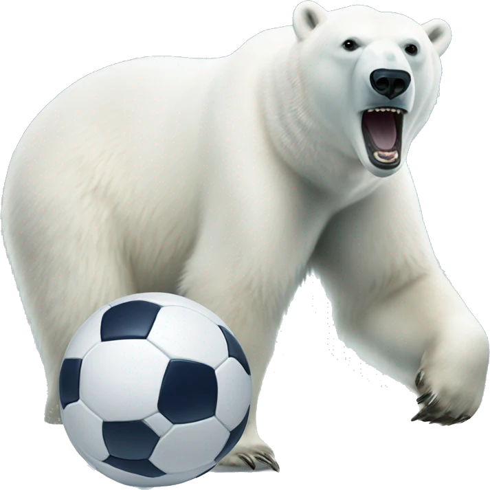 The polar bear playing soccer emoji