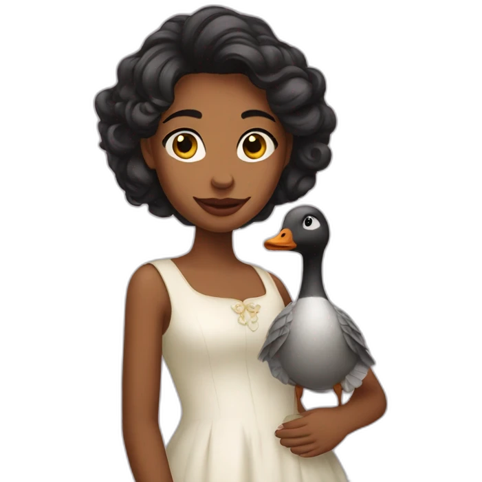 A girl with a goose queen emoji