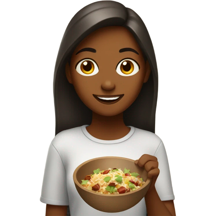 Girl eating chipotle bowl emoji