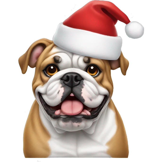 english bulldog with santa hat emoji