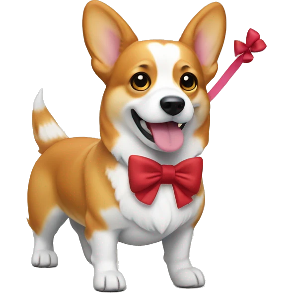Corgi with a bow on it’s head and massive muscular legs emoji