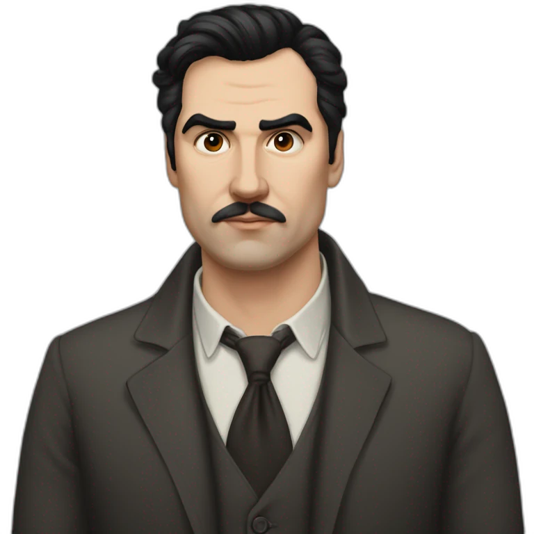 american-russian writer sergei dovlatov  with black hair and huge eyebrows emoji
