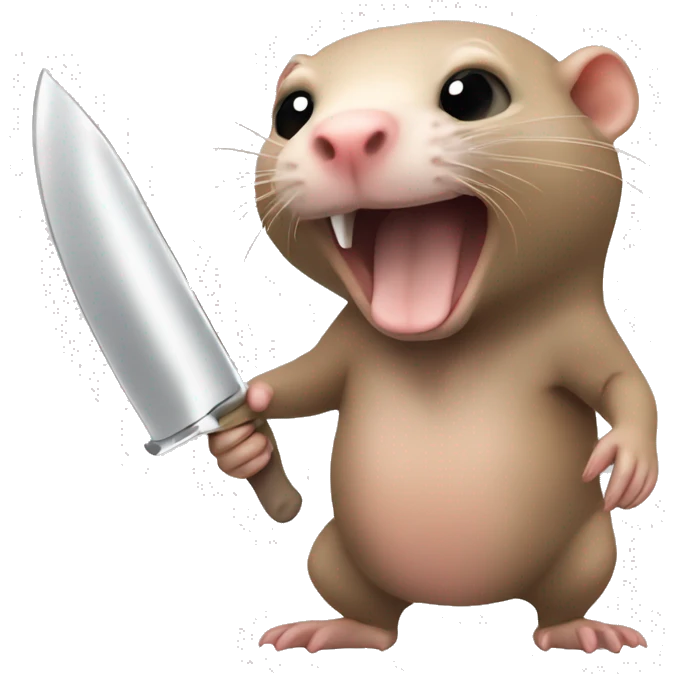 naked mole rat holding a knife emoji