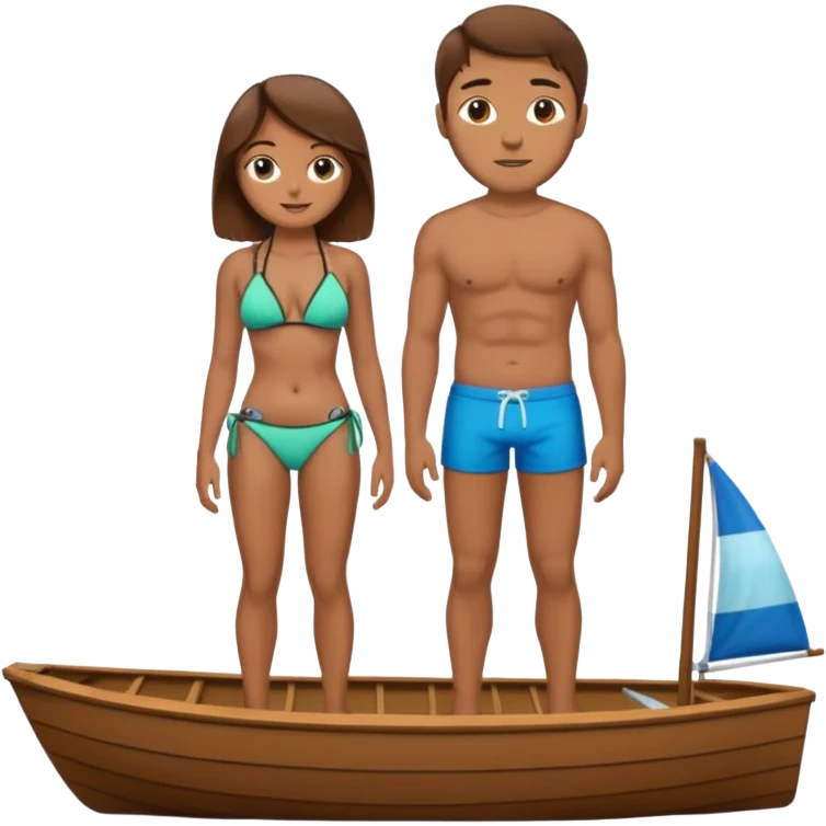 brown hair man in bikini on a boat emoji