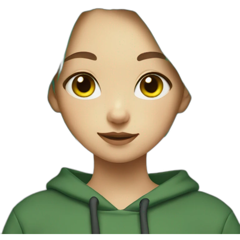 Cat Girl with green hair and dark sweatshirt emoji