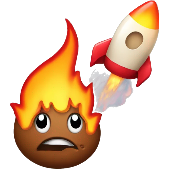 poop with flames and rockets emoji