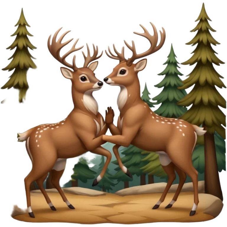 Whitetail deer buck being wrestled from behind by another whitetail deer buck emoji