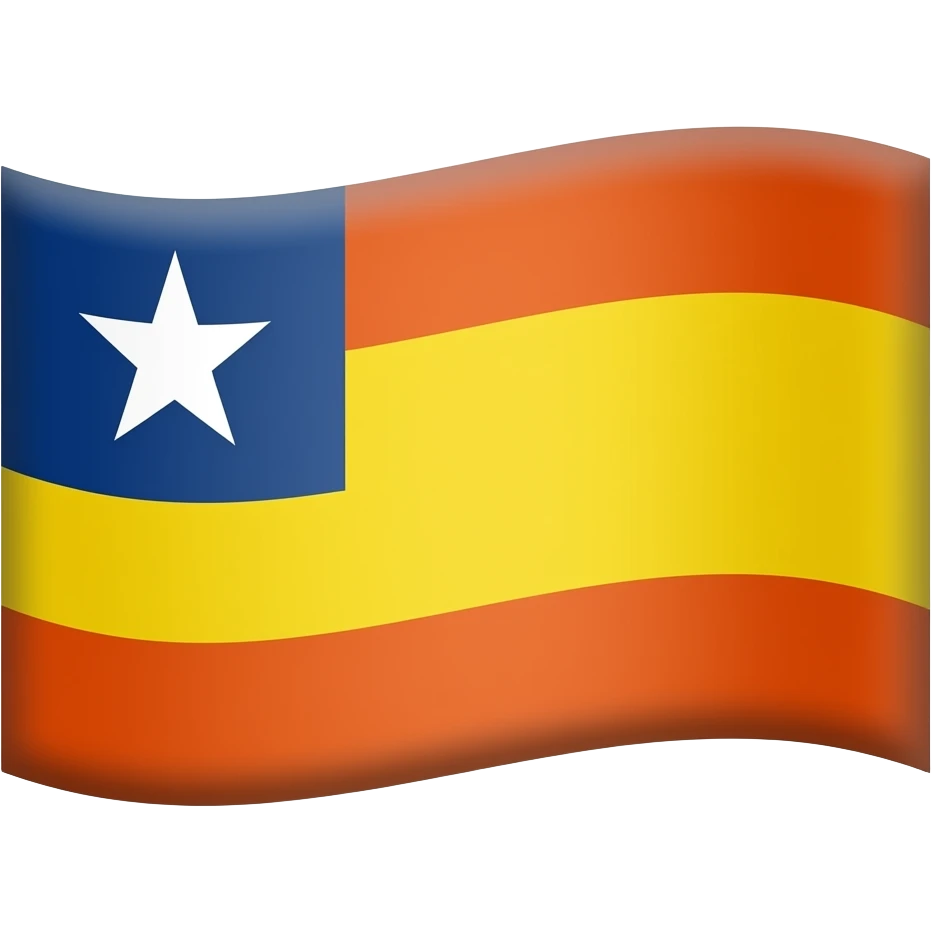 A flag with a star on the left, a red strip on the left, a yellow strip on the middle and a orange strip on the right emoji