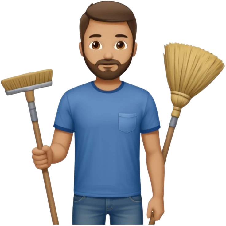 Guy with very short beard doing house chores emoji