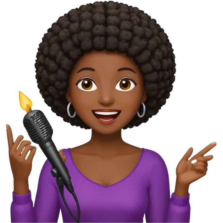 Classic mustang dark women with short Afro sing happy birthday emoji
