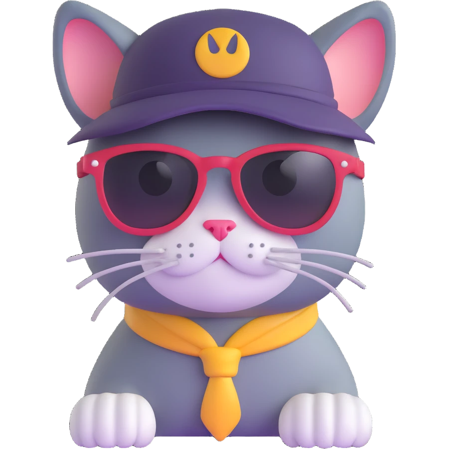 cat wearing sunglasses and a hat emoji