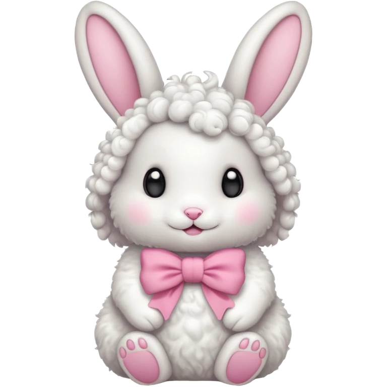 curly white bunny with pink bow emoji