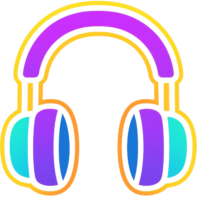 headphones with glowing neon effect, vibrant colors, glowing outline on dark background emoji