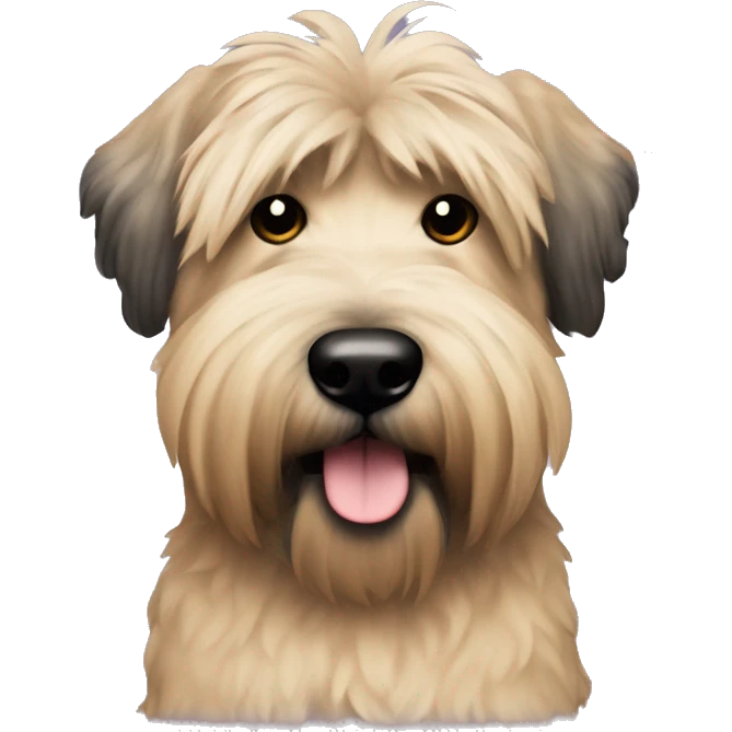 Wheaten terrier with long fluffy hair, black ears and black chin emoji