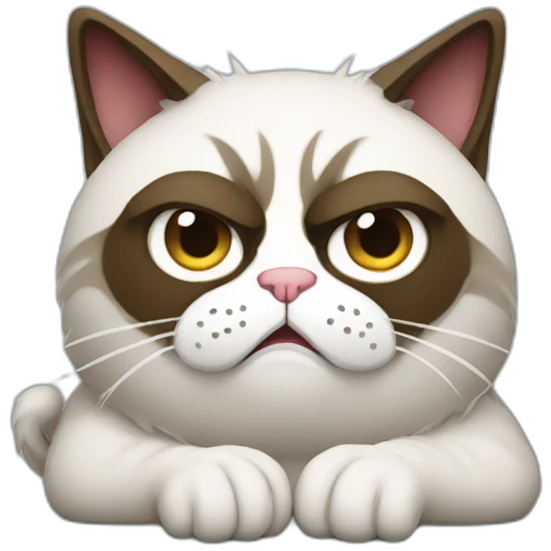 grumpy cat as a developer on a laptop emoji