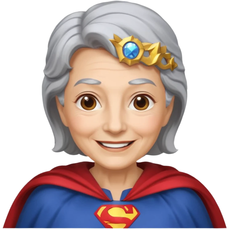 Laughing elderly superwoman emoji