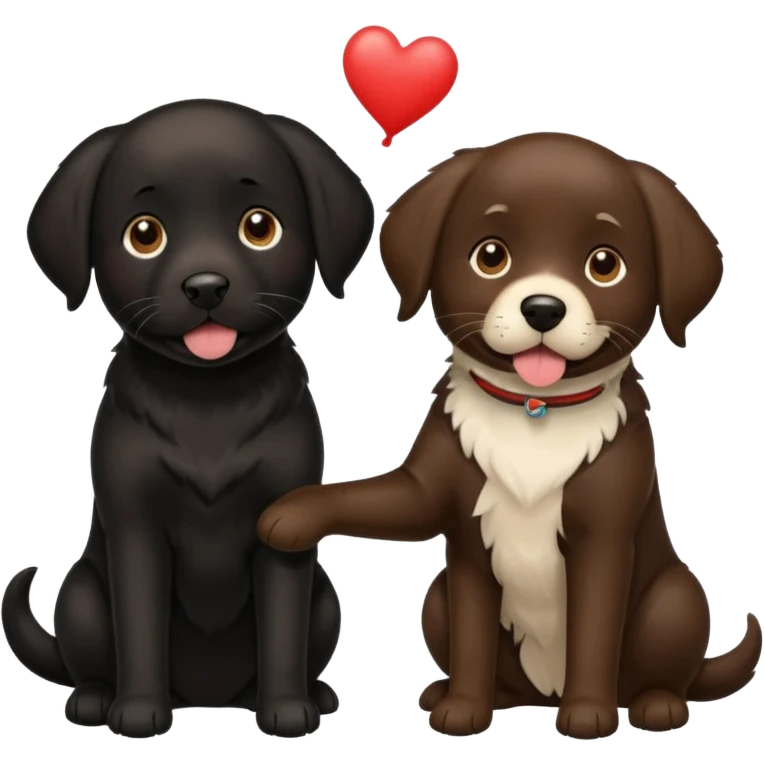 a black lab with a brown and white lab emoji