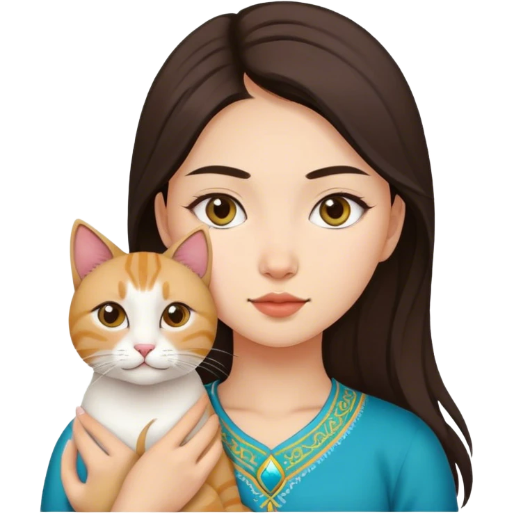 kazakh girl with cat ea emoji