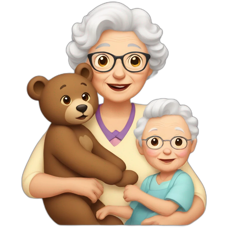 A bear as a grandma with a grandchild emoji