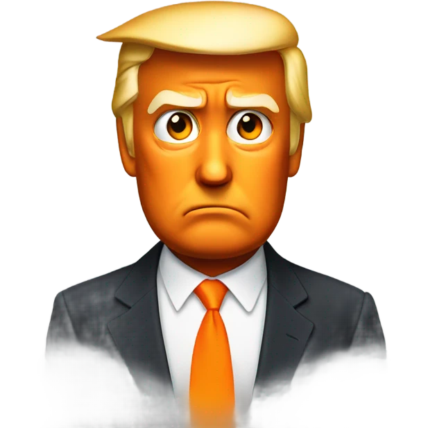 Frowning Donald Trump with orange skin emoji