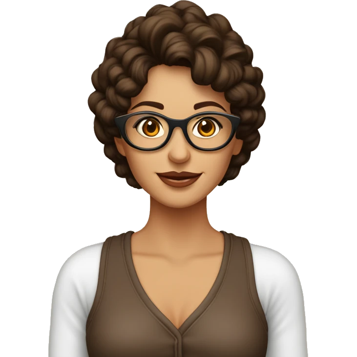  mujer morena pelo largo liso color marrón con lentes emoji