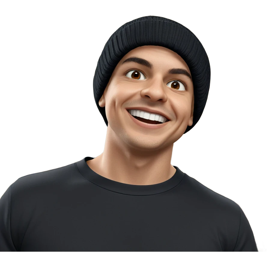 smiling boy in skeleton beanie emoji