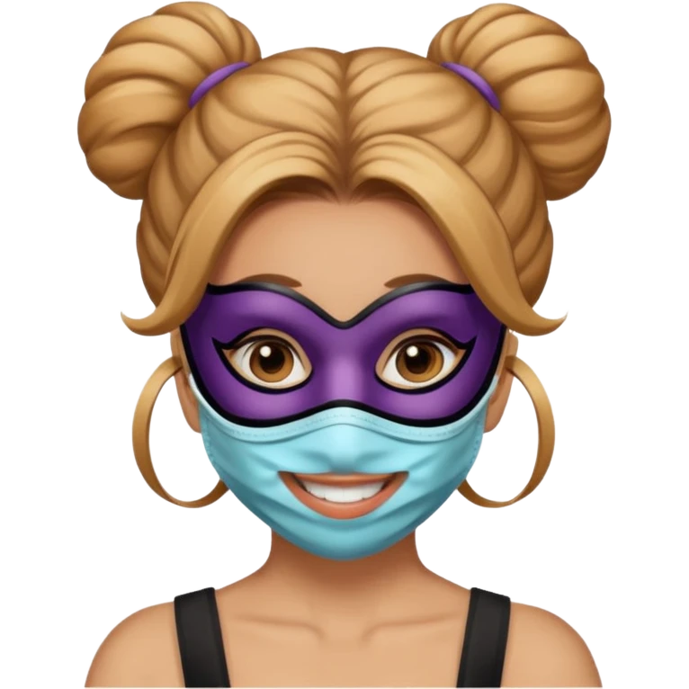 bun haired woman with mask emoji