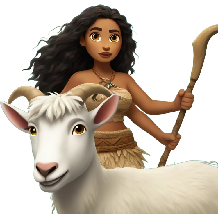 Moana on a goat emoji